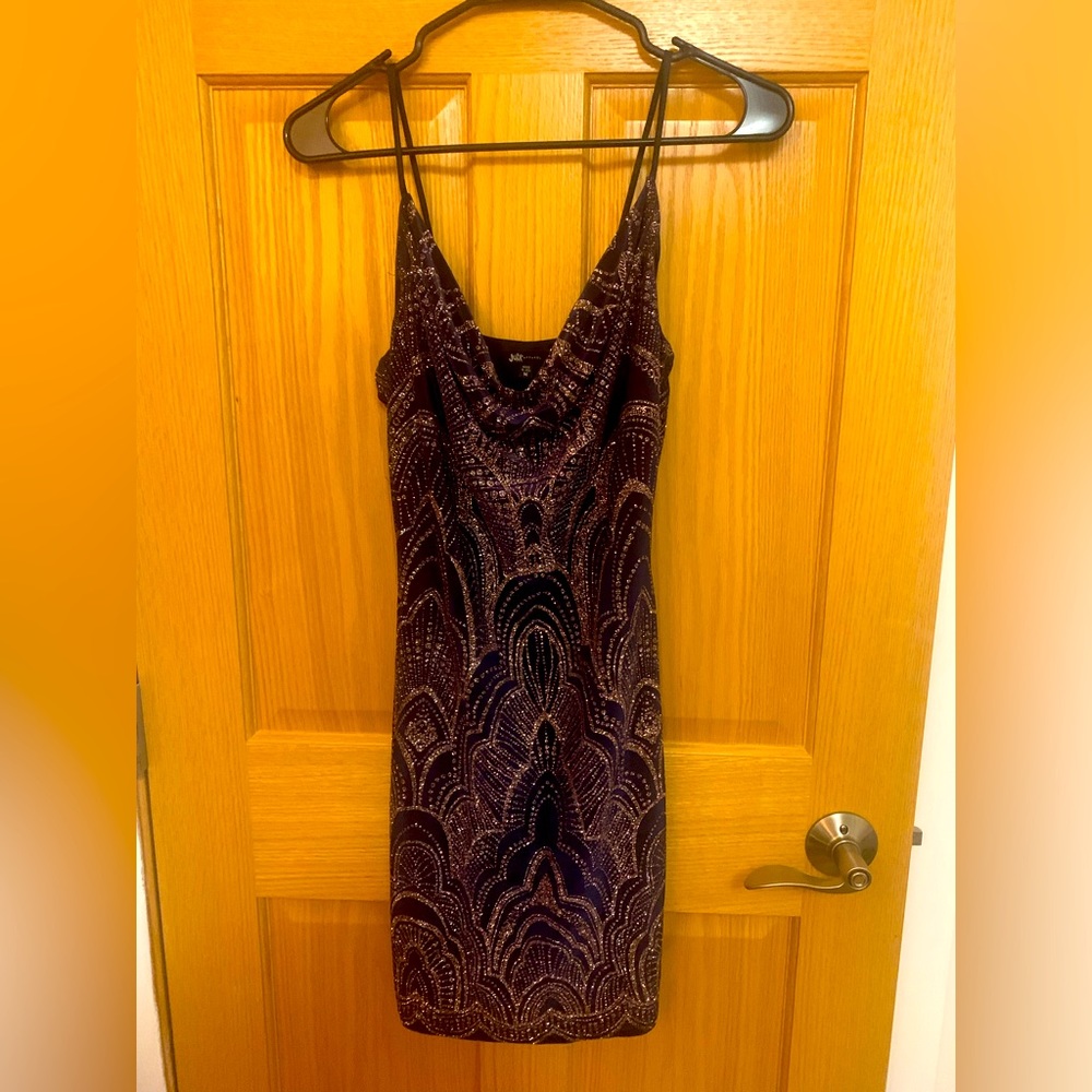 Blue & Gold Sparkle Dress (Art Deco)